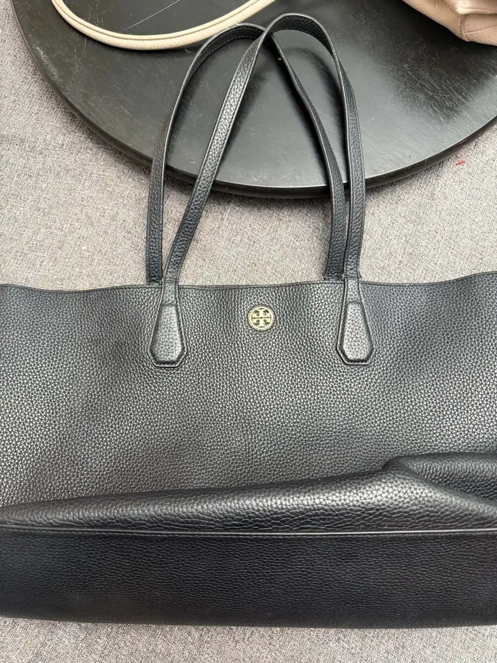 Tory Burch Perry Black Pebbled Leather Tote Bag